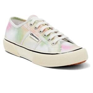 Superga Women’s  Canvas White Pink & Green Tie-Dye Lace-Up Sneaker size 8.5 NWT